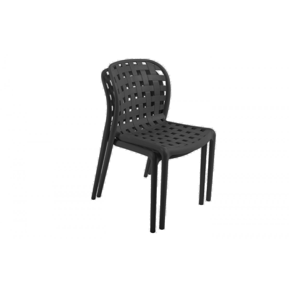 Juego De 4 Sillas De Jardín Apilables De Polipropileno De Carbono Negro Calado Corfu - Muebles De Jardín - 46x56xh82cm_2