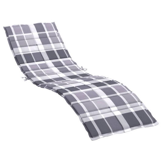 Vidaxl Cojín De Tumbona De Tela Oxford A Cuadros Gris 200x70x3 Cm_0