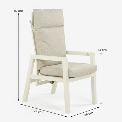 Conjunto Relax Reclinables, Para Jardín, Aluminio, Color Blanco Envejecido, Reposapies:47x60 X38 Alto,sillón:72x59x112 Cm Alto,mesa:60x51cm Alto_4