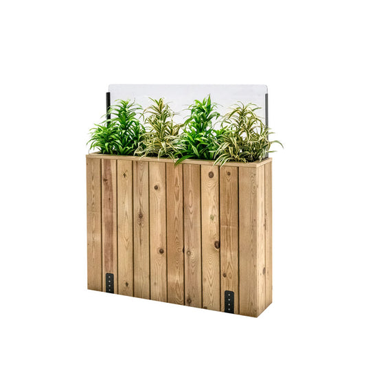 Jardinera Alta De Madera Con Cortavientos 40 Cm 100x24x80 Cm Hortalia_0