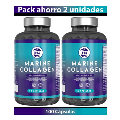 Pack 2 X Colágeno Marino Hidrolizado Con Ácido Hialurónico, Vitamina C, Q10, Zinc Y Magnesio - 2 X 50 Cápsulas_0
