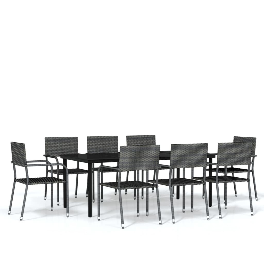 Vidaxl Juego De Comedor Para Jardín 9 Piezas Gris_0