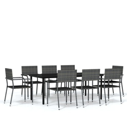 Vidaxl Juego De Comedor Para Jardín 9 Piezas Gris_0
