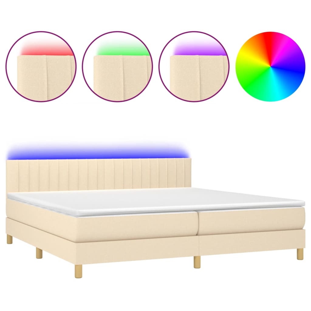 Cama Box Spring Con Colchón Y Led Tela Gris Oscuro 80x200 Cm / Vetonek_4