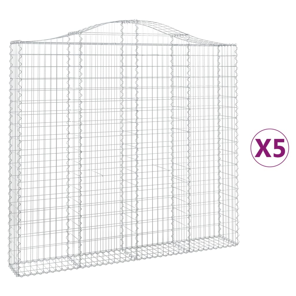 Cestas De Gaviones 5 Uds Forma De Arco Hierro 200x30x180/200 Cm_0