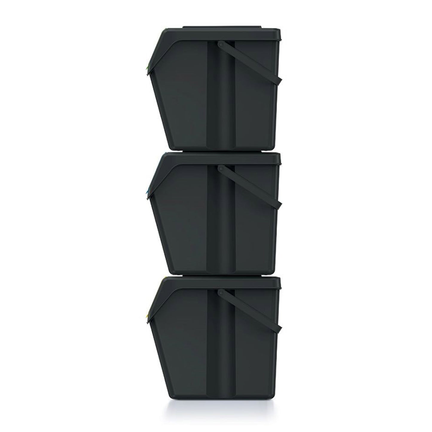 Set De 3 Cubos De Basura Keden Sortibox 100% Plástico Reciclado, Negro, Volumen 3x25l