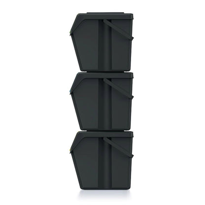 Set De 3 Cubos De Basura Keden Sortibox 100% Plástico Reciclado, Negro, Volumen 3x25l_1
