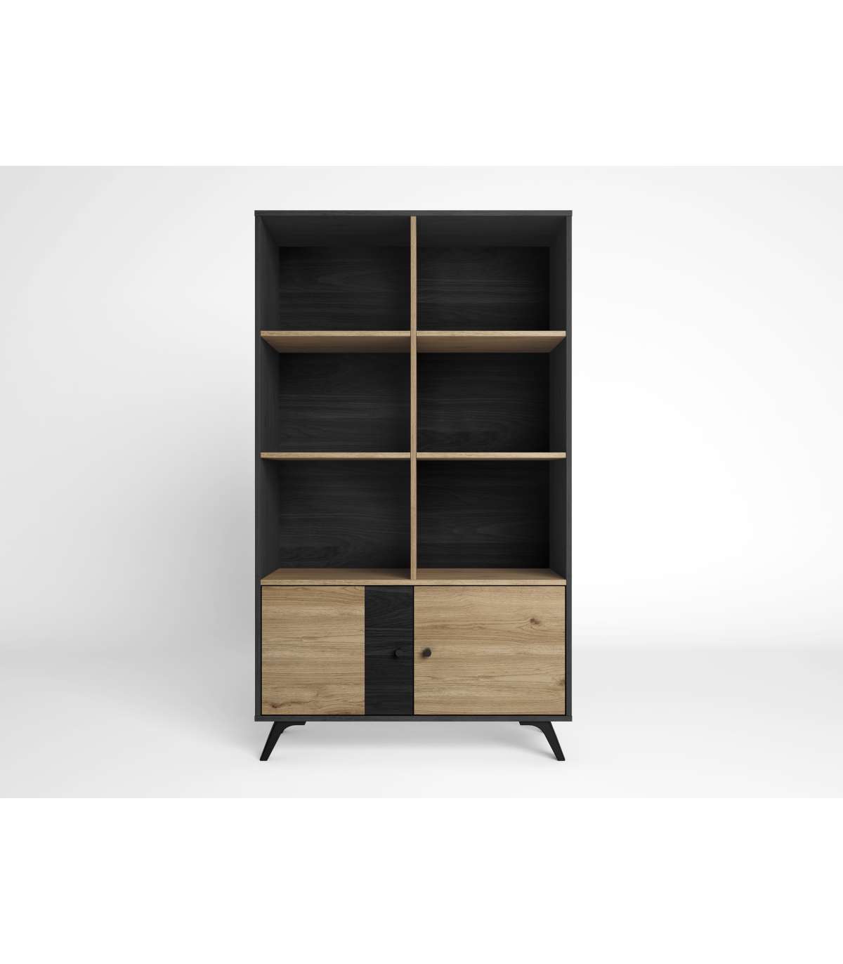 Estantería 2 Puertas 6 Huecos Berta Acabado Natural/bocamina, 92.1cm(ancho) 160.2cm(alto)_0