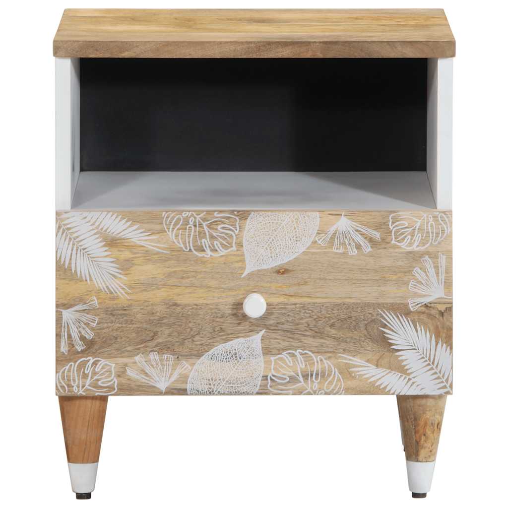 Mesita De Noche De Madera Maciza De Mango 40x33x46 Cm_0