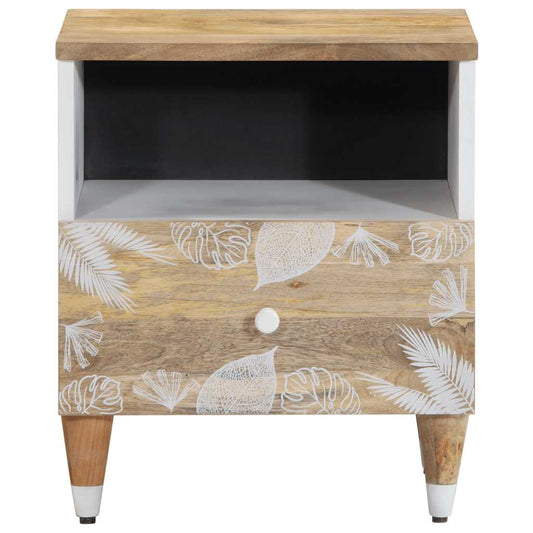 Mesita De Noche De Madera Maciza De Mango 40x33x46 Cm_0