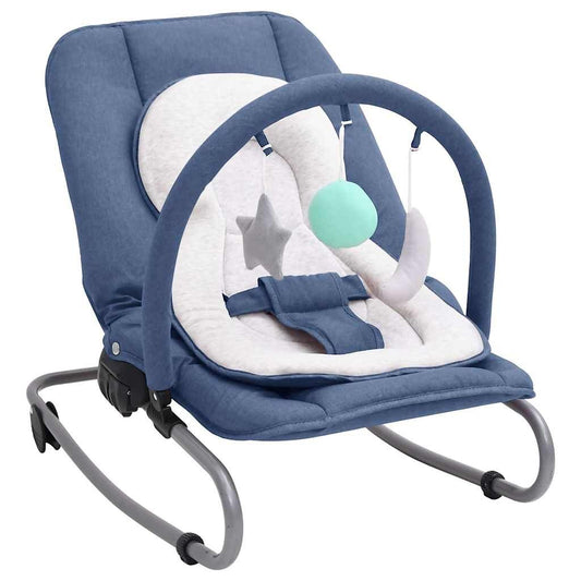 Vidaxl Hamaca Mecedora Para Bebés De Acero Azul Marino_0