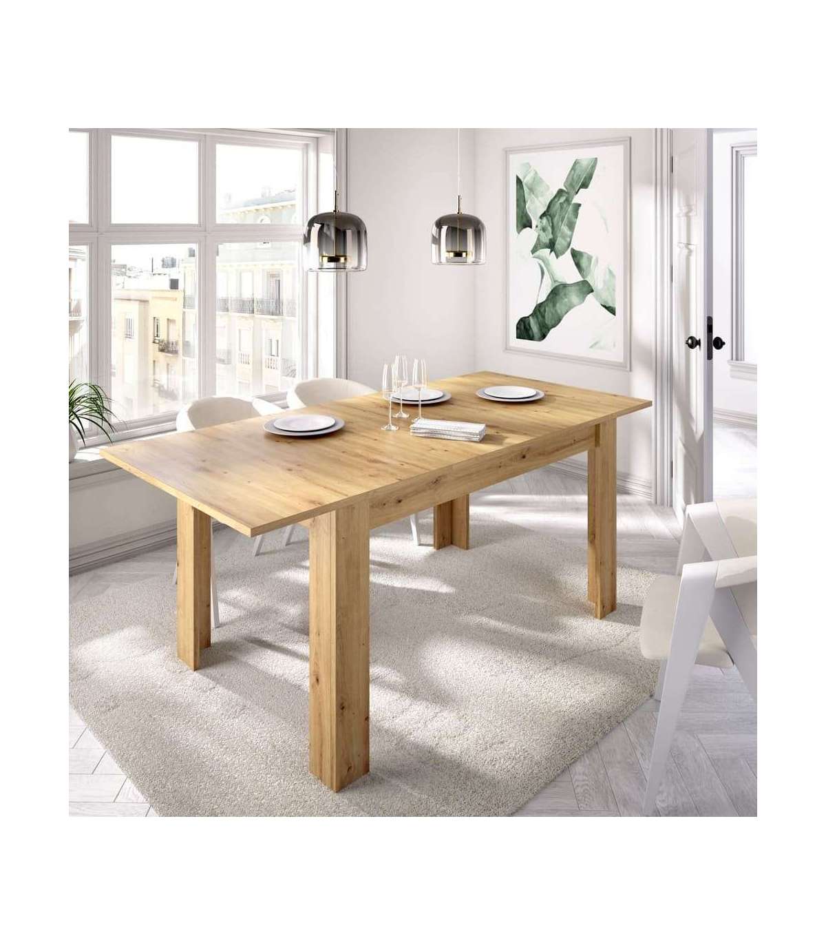 Mesa De Salon Extensible Baños De La Encina En Color Nordic 76 Cm(alto)140-180 Cm(ancho)90 Cm(largo)_1