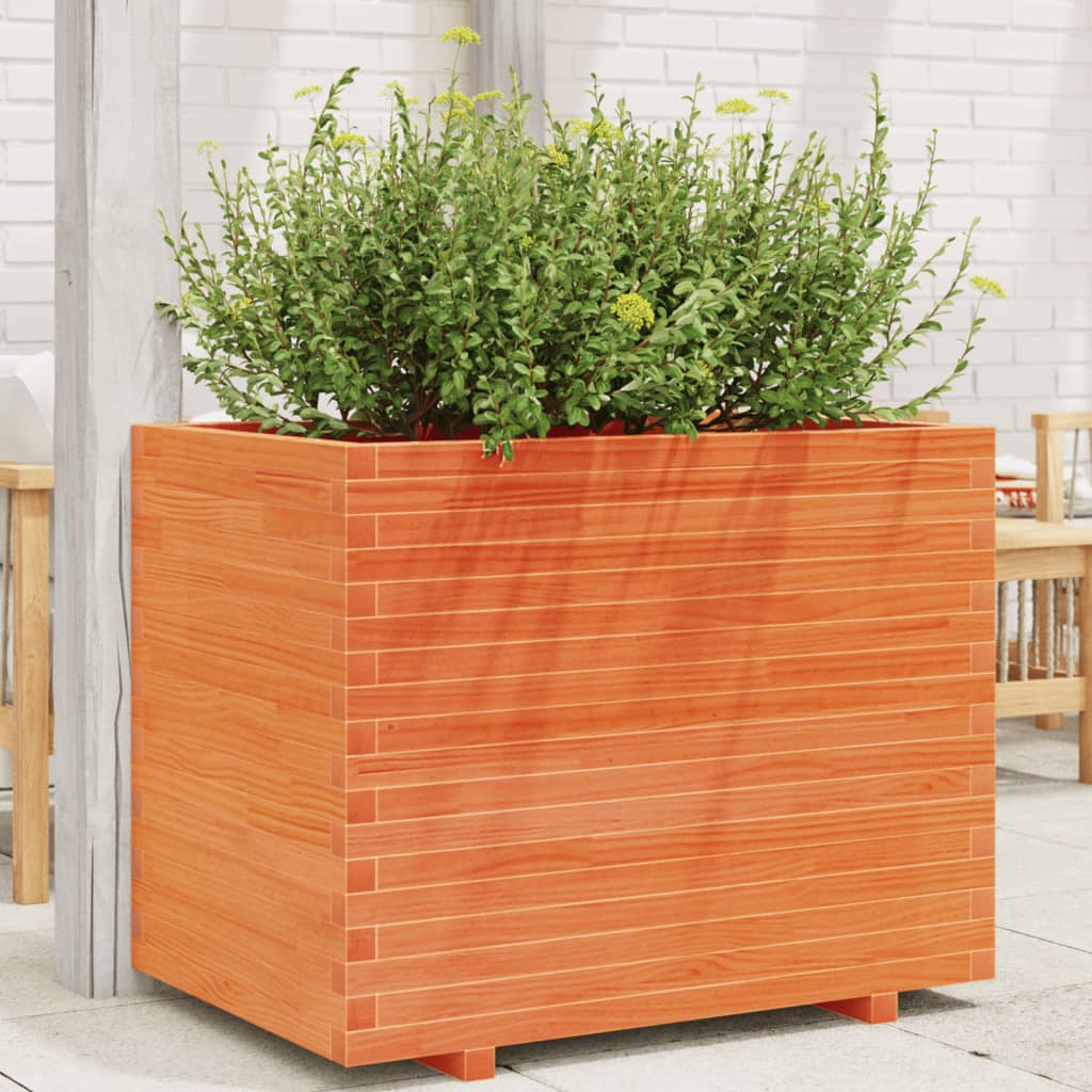 Jardinera Madera Maciza De Pino Marrón Cera 90x60x72 Cm_1