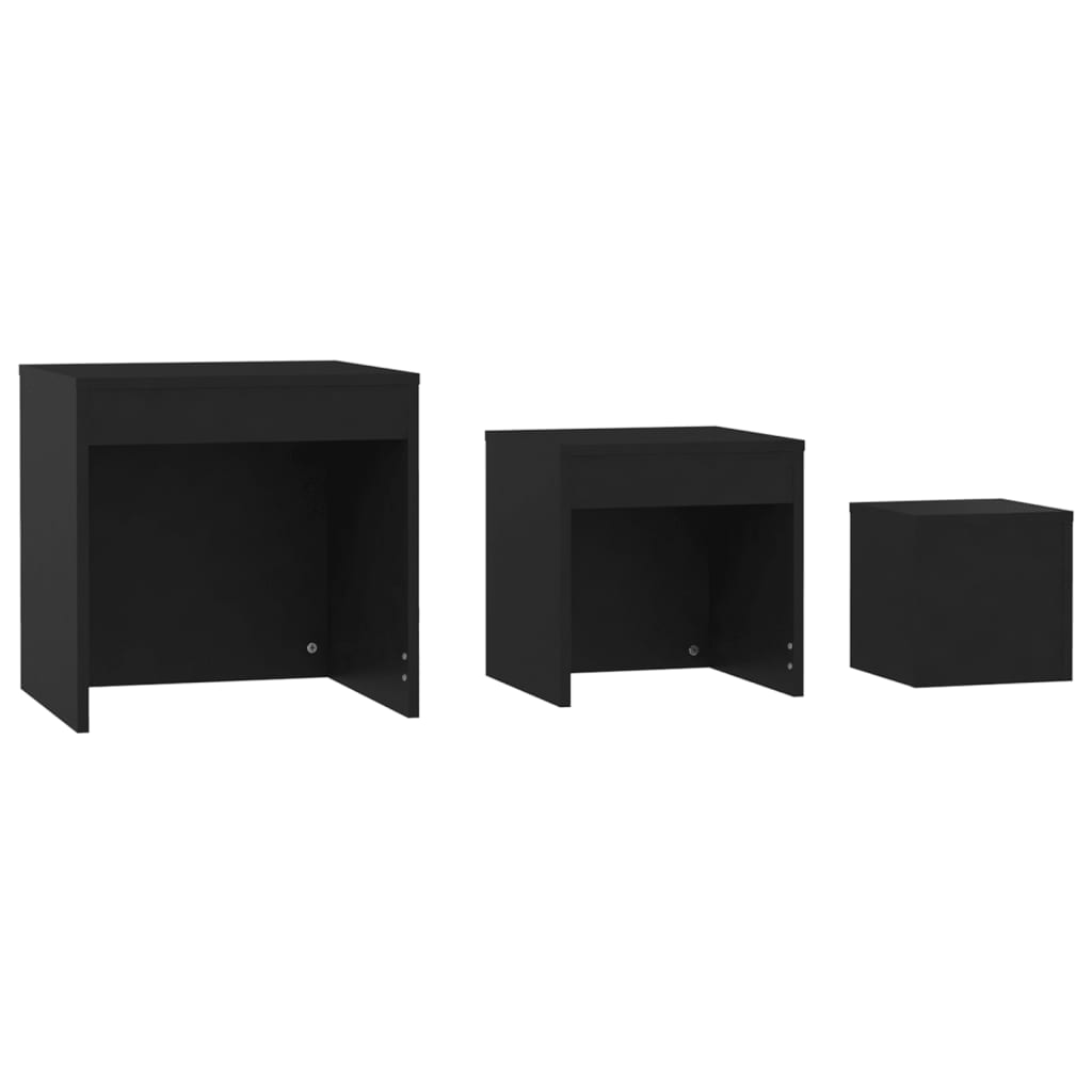 Mesas Apilables 3 Piezas Madera Contrachapada Negro_3