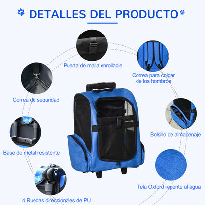 Pawhut Transportín Carrito Para Mascotas Perros 2 En 1 Con 2 Ruedas Asa_5