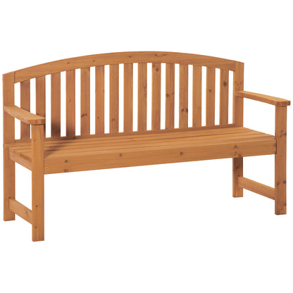 Outsunny Banco De Jardín De 2 Plazas Madera Con Reposabrazos Carga 320kg Natural_0
