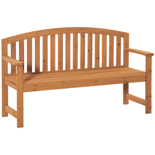 Outsunny Banco De Jardín De 2 Plazas Madera Con Reposabrazos Carga 320kg Natural_0