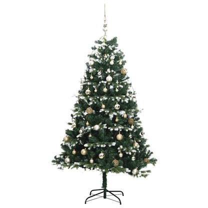 Vidaxl Árbol Navidad Artificial Con Bisagras 150 Led Y Bolas 120 Cm_3