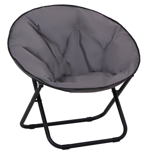Outsunny Silla De Luna Plegable Con Asiento De Tela Oxford Y Patas De Metal 80x80x75 Cm Gris_0