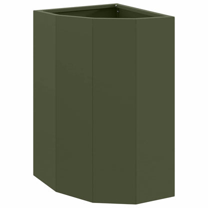 Macetero De Esquina Verde Oliva 30 X 30 X 50 Cm Acero_0