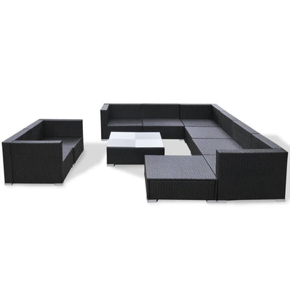 Vidaxl Set Muebles De Jardín 10 Piezas Y Cojines Ratán Sintético Negro_4