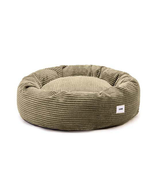 Cafide Cama Donut Para Perro Con Tejido De Pana Verde. Modelo Nuba. Talla S (60x60x15 Cm)_0