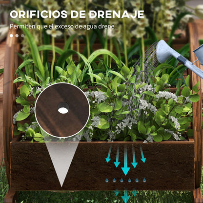Outsunny Jardinera De Madera Macetero De 3 Niveles 61x62x57 Cm Carbonizado_4