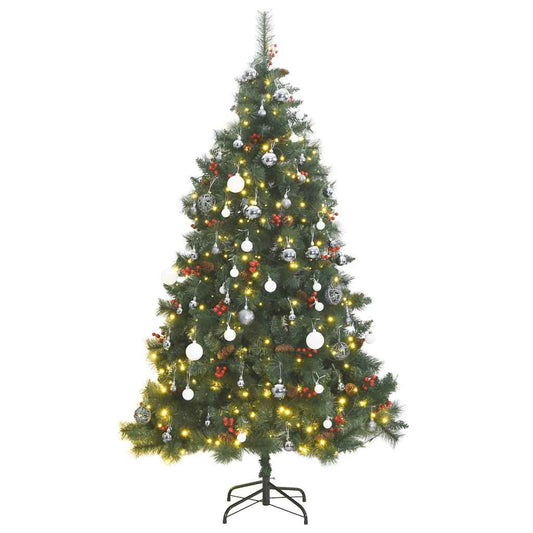 Vidaxl Árbol De Navidad Artificial Con Bisagras 300 Led Y Bolas 210 Cm_0