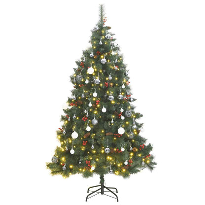 Vidaxl Árbol De Navidad Artificial Con Bisagras 300 Led Y Bolas 180 Cm_0