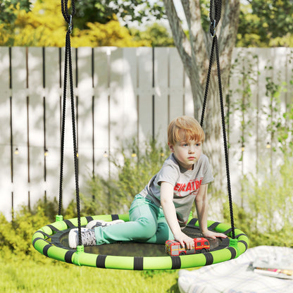 Aiyaplay Columpio Para Niños Redondo Ajustable Ø100x180 Cm Negro Y Verde_1