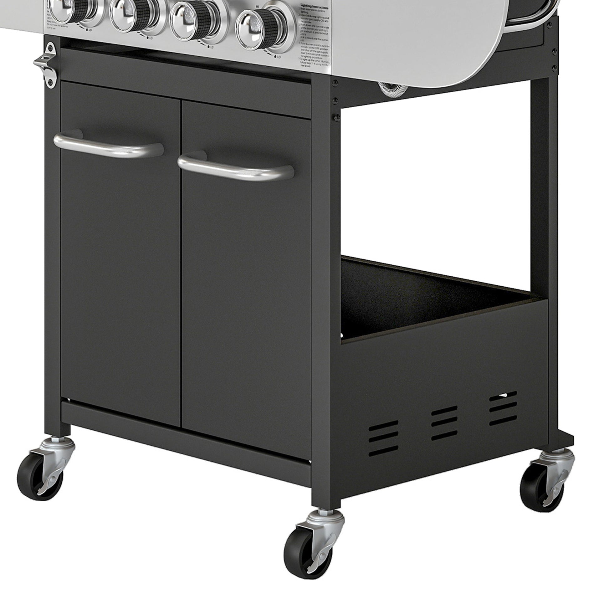 Outsunny Barbacoa De Gas Con 4 Quemadores 12,8 Kw Termómetro Mesas Laterales_4