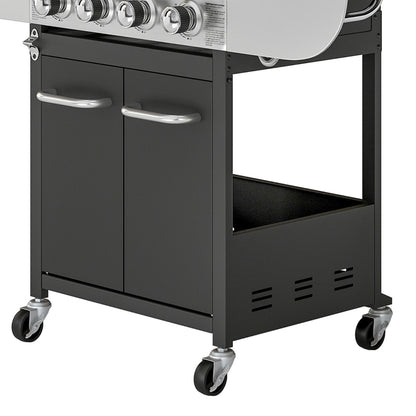 Outsunny Barbacoa De Gas Con 4 Quemadores 12,8 Kw Termómetro Mesas Laterales_4