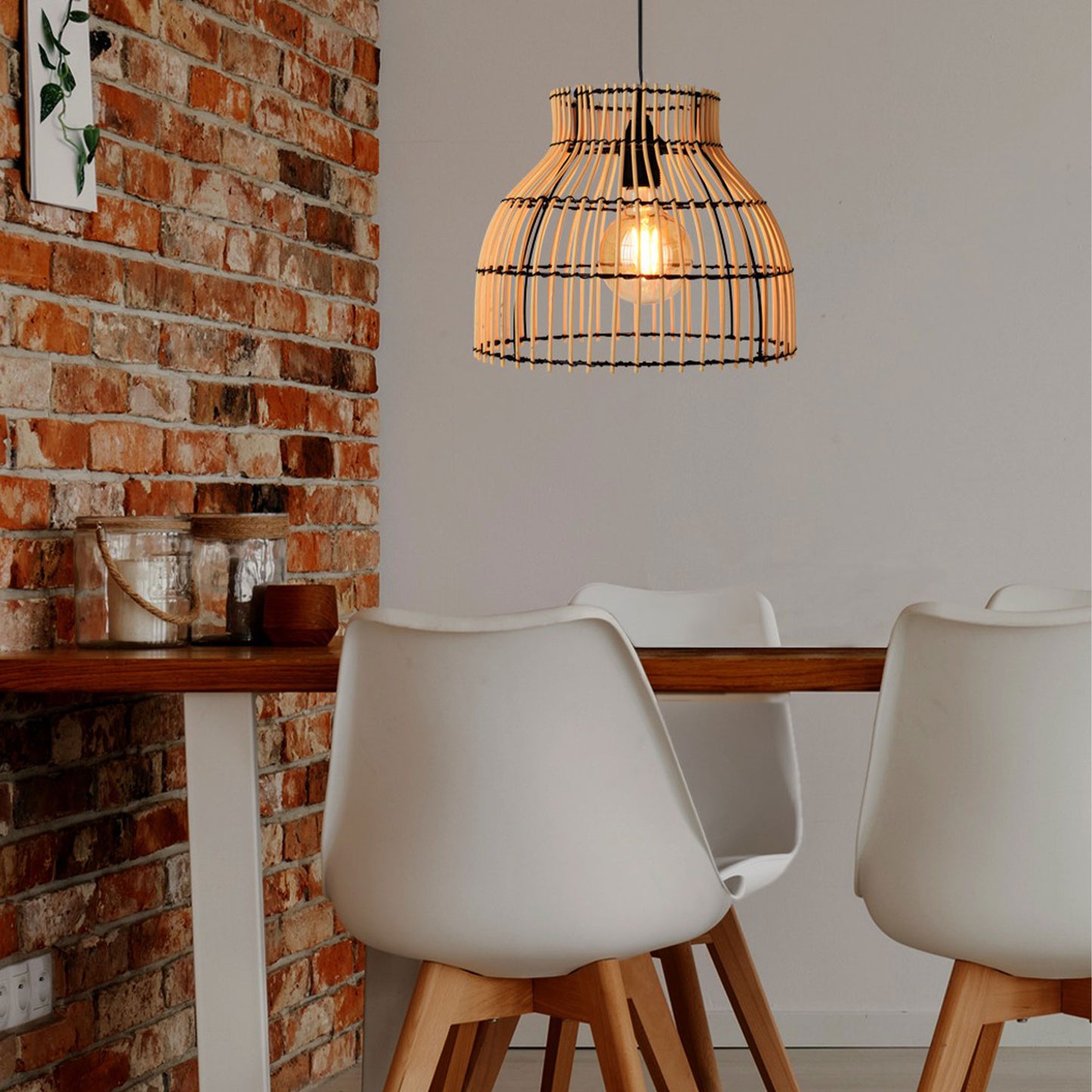 Well Home Lámpara Colgante En Bambú 32x36x32,5cm_3