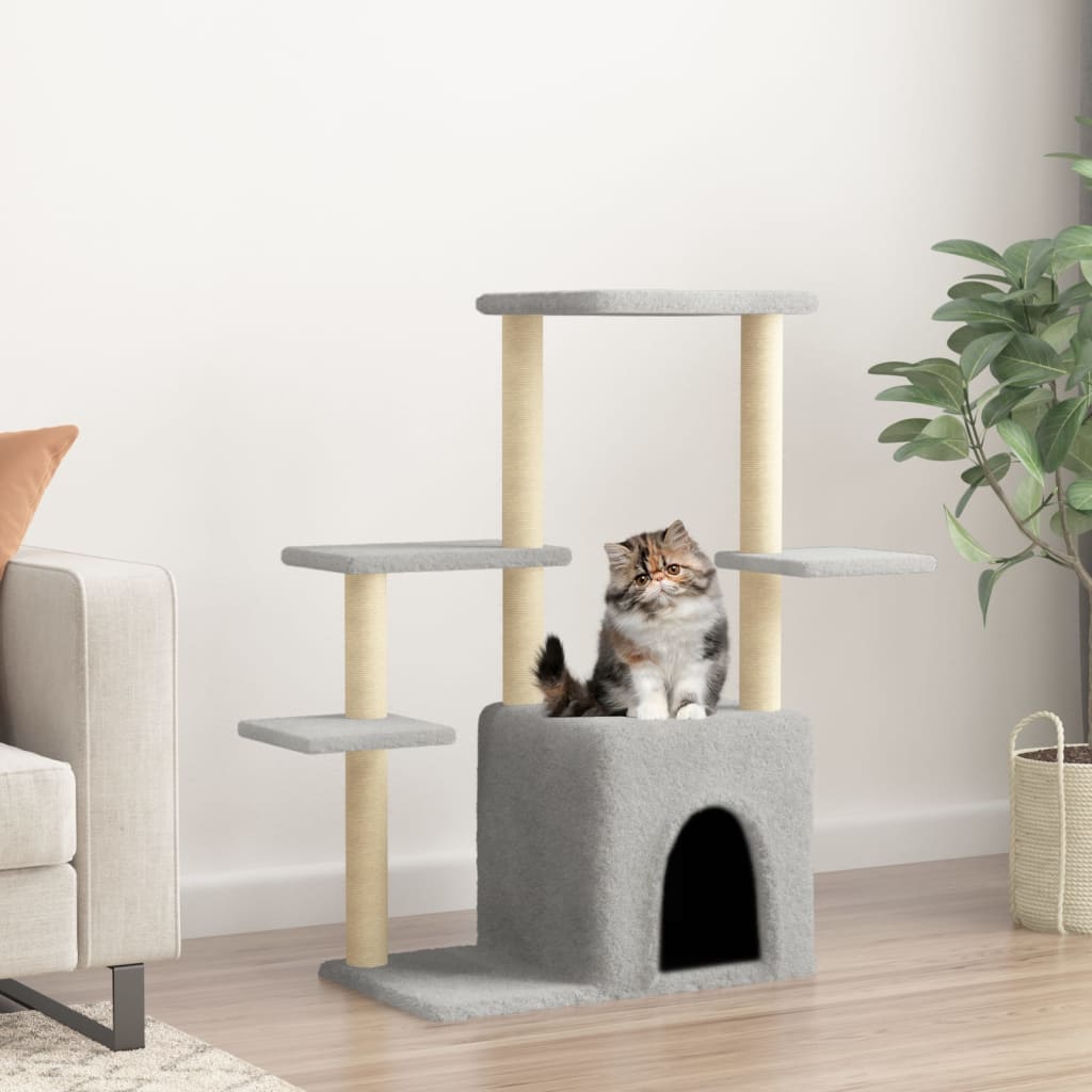 Rascador Para Gatos Con Postes De Sisal Gris Claro 97,5 Cm_1