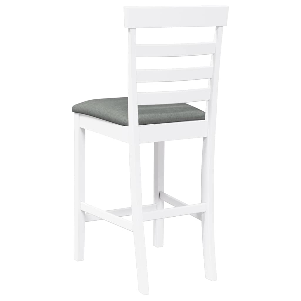 Taburetes De Bar Con Cojines 2 Uds Madera Maciza Blanca Caucho_5