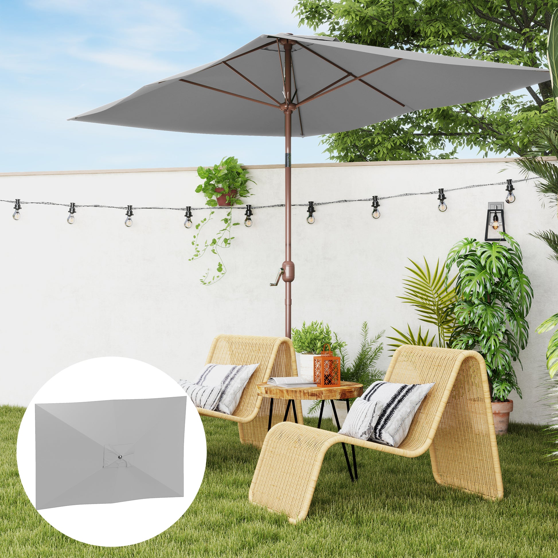 Outsunny Toldo De Recambio De Sombrilla De 3x2 M Con Ventilación Superior Gris_1