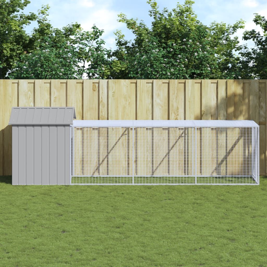 Vidaxl Gallinero Con Corral Acero Galvanizado Gris Claro 117x405x123cm_1