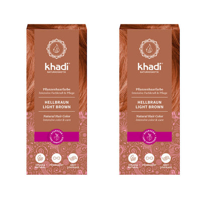 Pack 2x Tinte natural color castaño claro, Khadi, 100 g