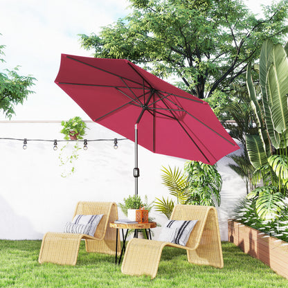 Outsunny Sombrilla De Jardín Ø295x250 Cm Con Manivela E Inclinación Vino Tinto_1