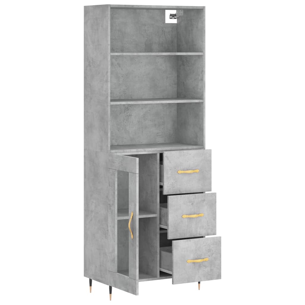 Aparador Alto Madera Contrachapada Gris Hormigón 69,5x34x180 Cm_3