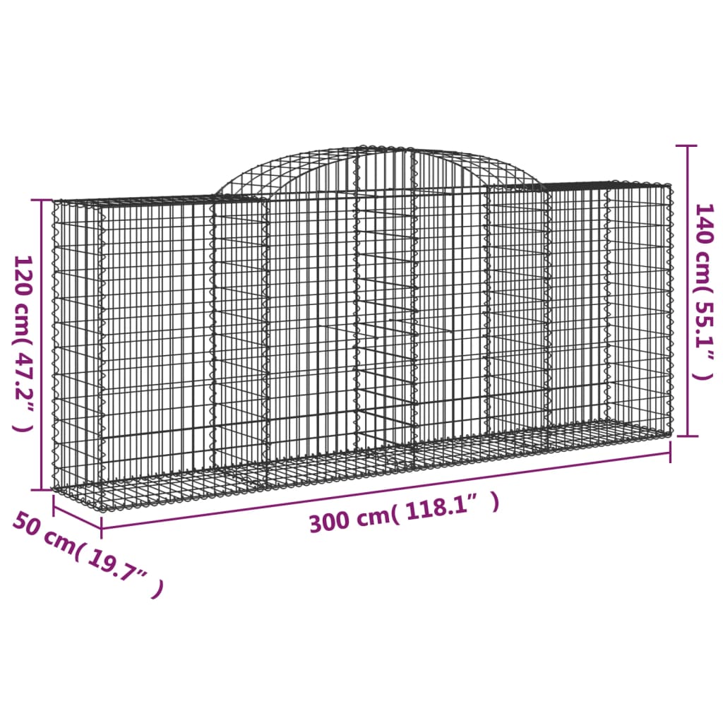 Cestas Gaviones 10 Uds Forma De Arco Hierro 300x50x120/140 Cm_5