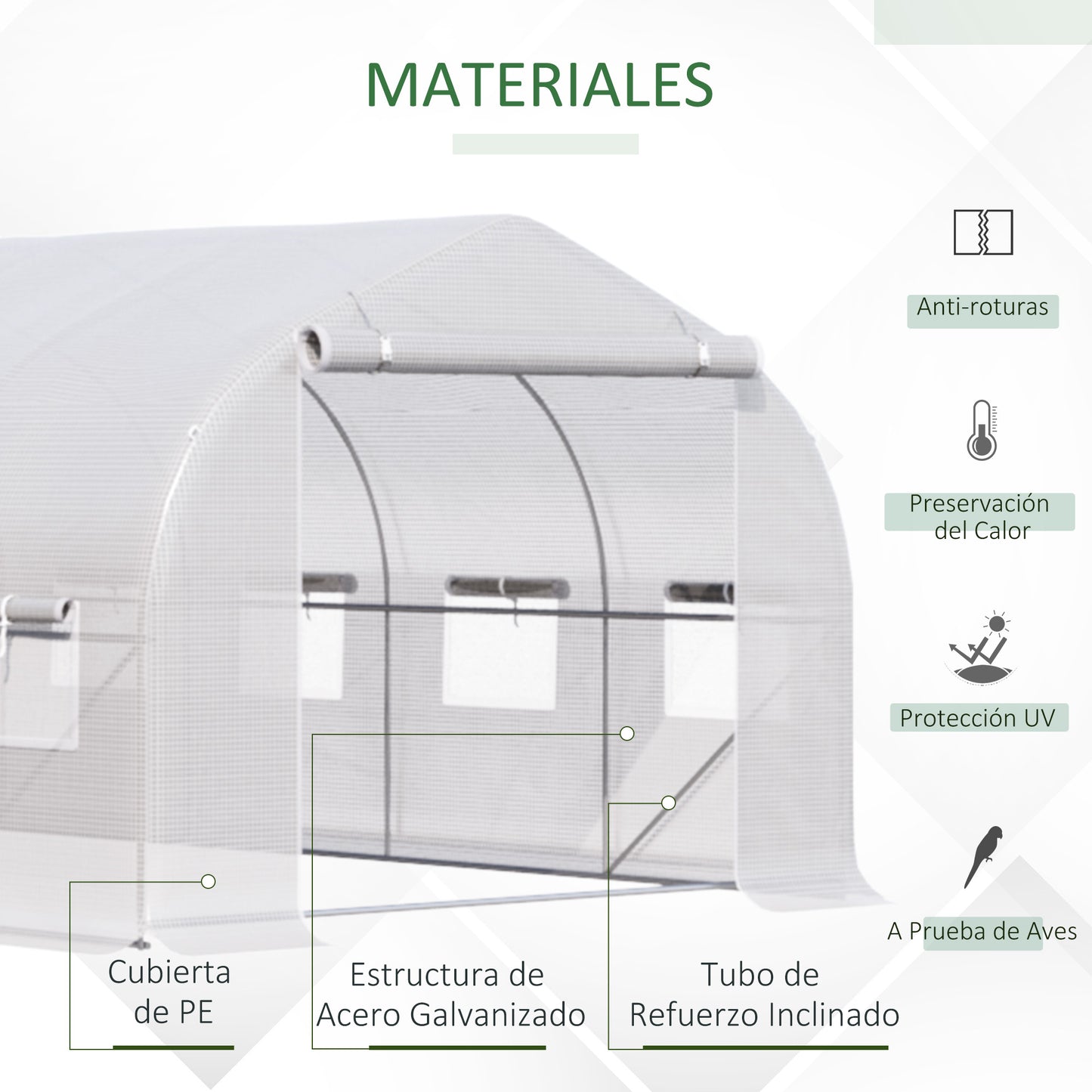 Outsunny Invernadero De Exterior 4x2x2 M Con 8 Ventanas De Malla Verde_3