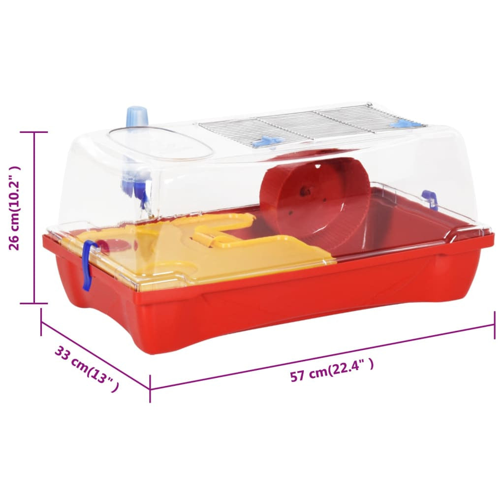 Vidaxl Jaula Para Hámster Polipropileno Roja 57x33x26 Cm_2