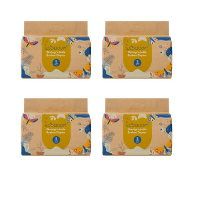 Pack 4x Pañal Ecológico de Bambú Talla 2, Ecoboom (3-8 Kg) 144 Unidades
