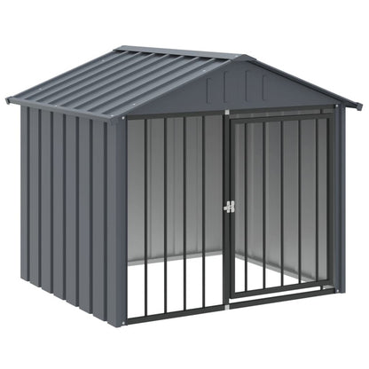 Caseta Para Perros Con Techo Negro 117x103x102 Cm Acero Galvanizado_0