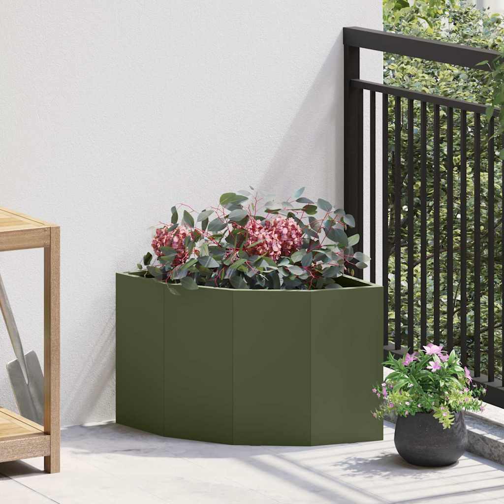 Macetero De Esquina Verde Oliva 45 X 45 X 35 Cm Acero_1