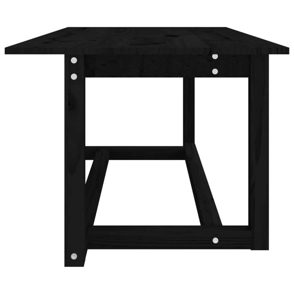 Mesa De Centro De Madera Maciza De Pino Negro 110x55x45 Cm_2