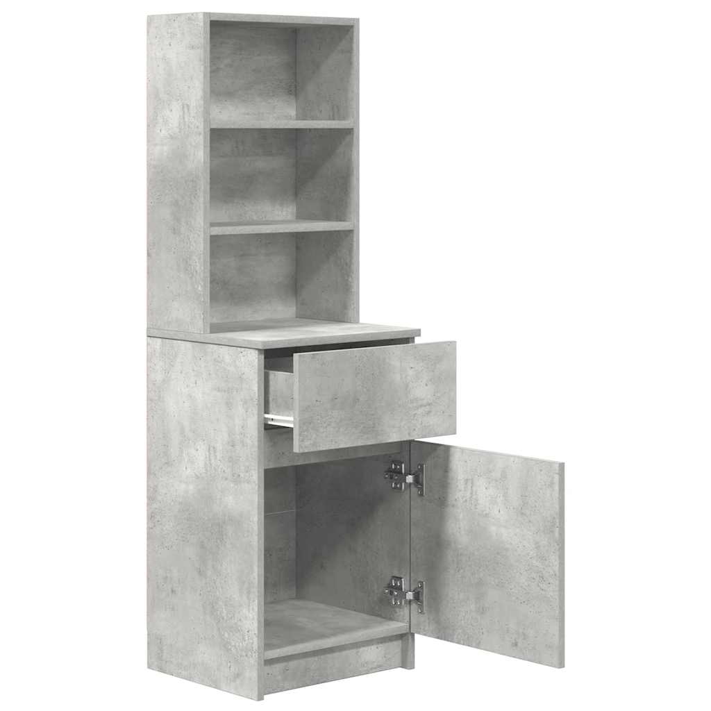 Mesilla De Noche Gris Hormigón 39x35x125cm Madera De Ingeniería_3