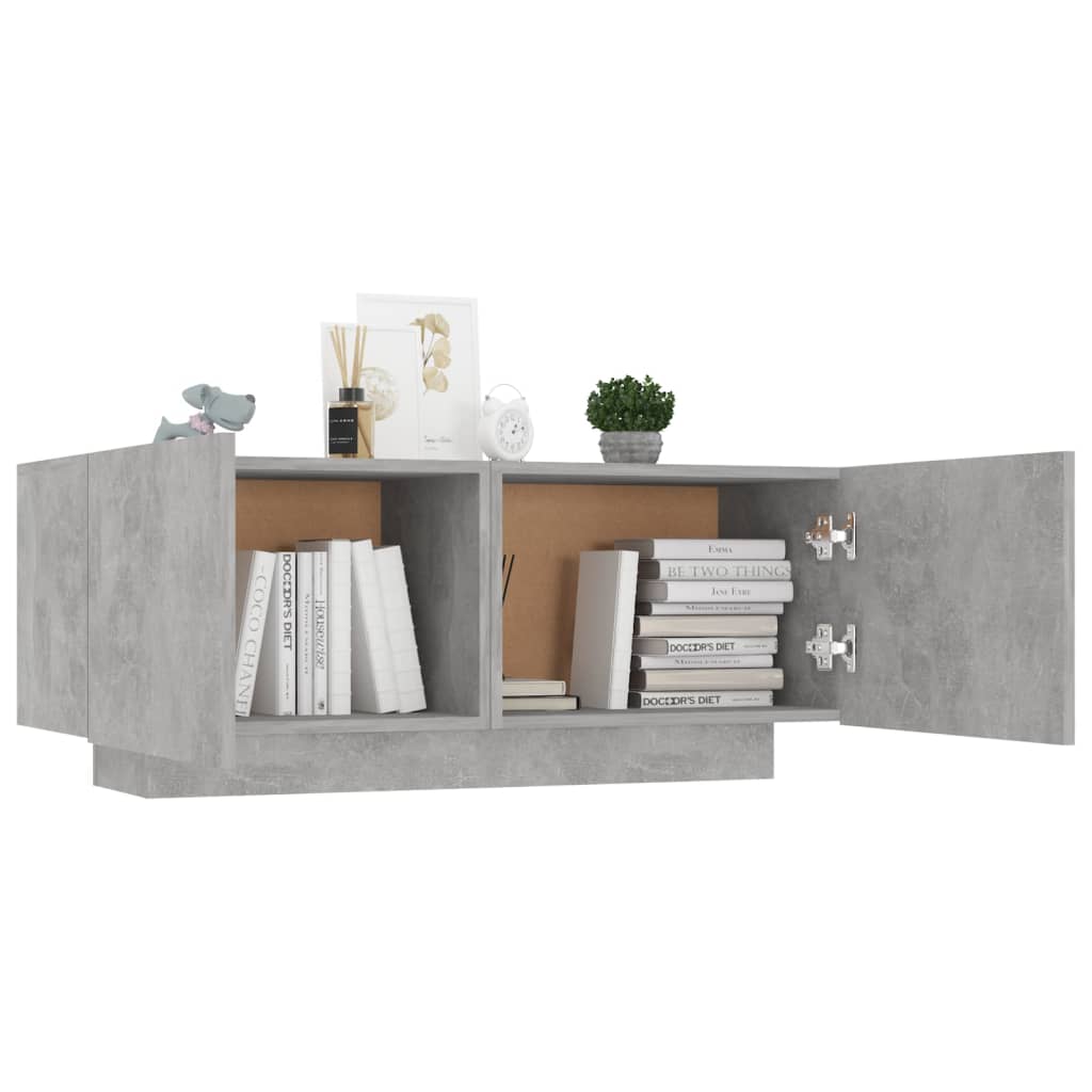 Mesita De Noche Madera De Ingeniería Gris Hormigón 100x35x40 Cm_2