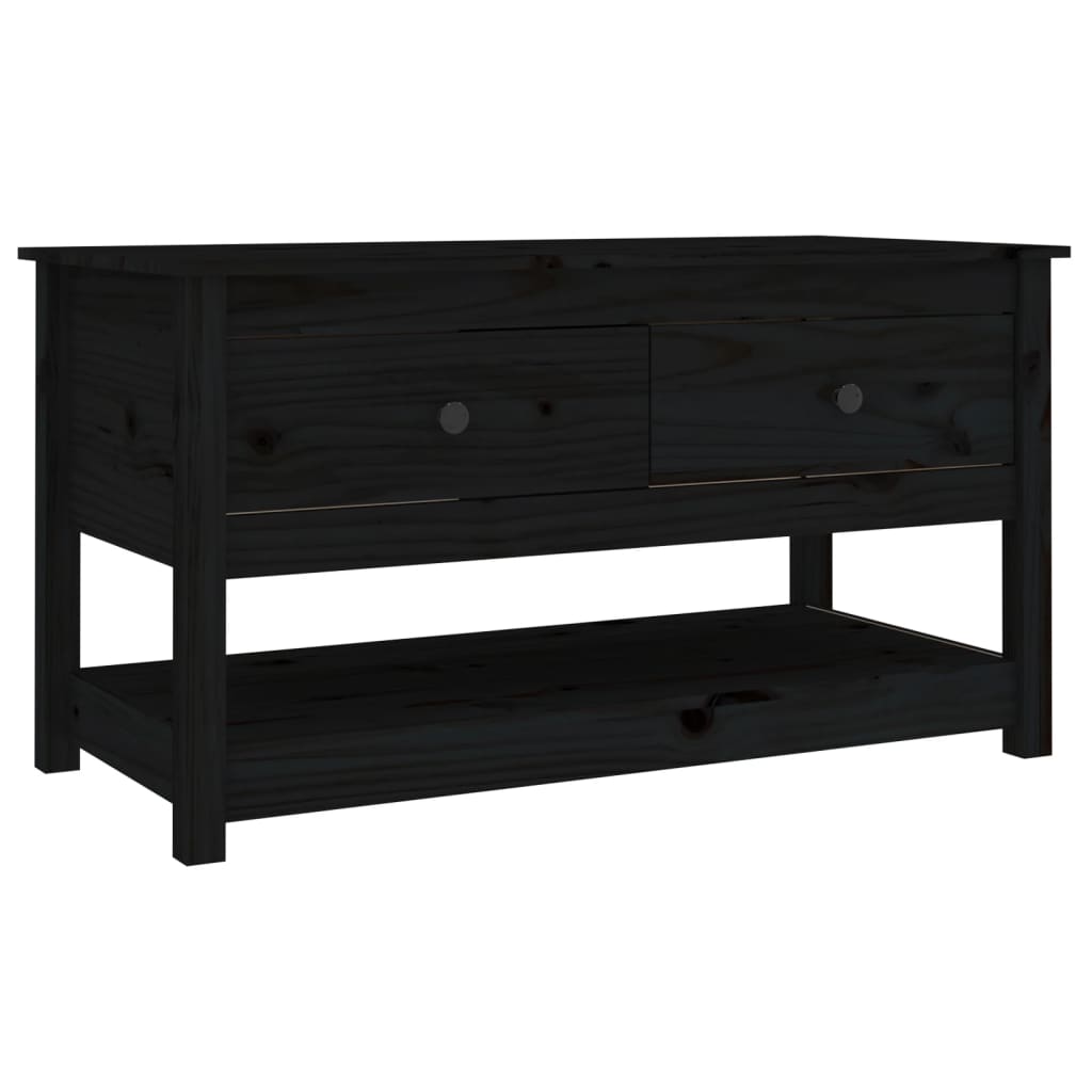 Mesa De Centro De Madera Maciza De Pino Negro 102x49x55 Cm_0